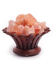 Солевая лампа в деревянной корзине Ваза Himalayan Salt Lamp Wooden Basket Flower Bowl