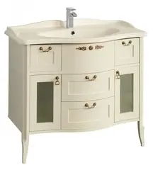 Тумба под раковину Акватон Версаль 100 см напольная, слоновая кость, 1A188001VSZA0 в комплекте с зеркалом