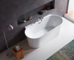 BelBagno BB409-1500-800 Отдельностоящая, овальная акриловая ванна в комплекте со сливом-переливом цвета хром 1500x800x600 фото