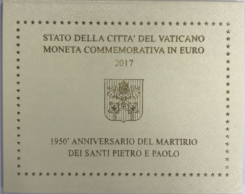 2 евро Ватикан в буклете  "1950-летие мученической смерти святых Петра и Павла"  2017 год