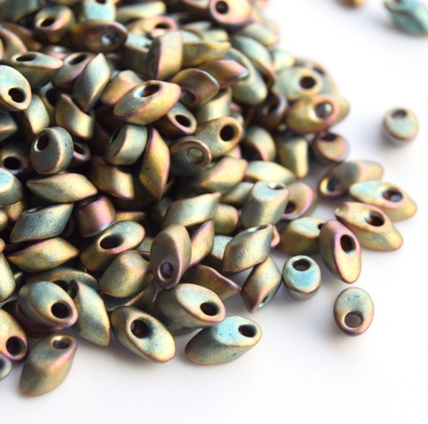 LMA-2035 Бисер-лепестки Миюки/Miyuki long Magatama Matted Metallic Khaki Iris