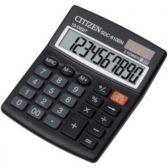Калькулятор настольный КОМПАКТНЫЙ Citizen SDC-810NR 10-разрядный черный