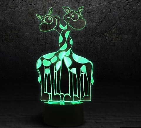 3D светильник Влюбленные жирафики — 3D light Lovers zhirafiki