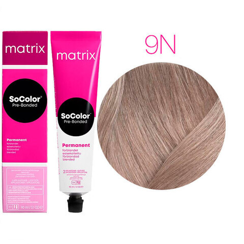 Matrix SoColor Pre-Bonded 9N очень светлый блондин, стойкая крем-краска для волос с бондером