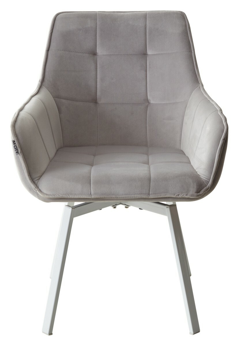 Стул MAVERICK 360 град. поворот. BLUVEL-03 LIGHT GREY, велюр/ белый каркас, М-City