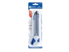 Нож технический КОБАЛЬТ лезвие 25 мм, двухкомпонентный корпус,металлическая направляющая, фиксатор, блистер (242-168)