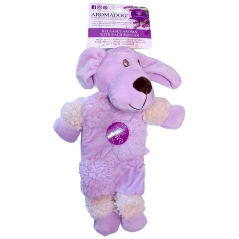 AROMADOG игрушка для собак собачка с 3 пищалками сиреневая 20 см