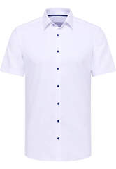 Сорочка мужская Eterna Slim Fit 1181-G171-00 белая с контрастной отделкой, короткий рукав