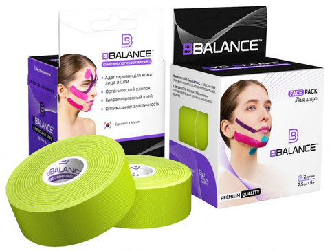 Набор кинезио тейпов для лица BB FACE TAPE™ 2,5 см × 10 м лайм