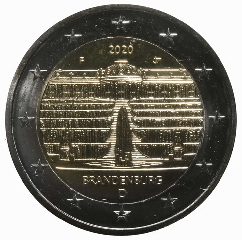 2 евро Германия - Дворец Сан-Суси в Потсдаме. (Двор F). 2020 год