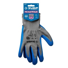 ЗУБР РЕЛЬЕФНЫЕ, M (8), перчатки с тонким рельефным латексным покрытием, противоскользящие, 15 класс, Профессионал (11274-M)