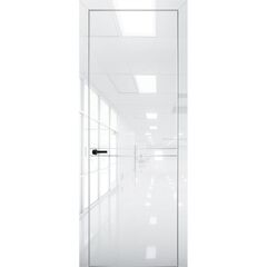 Купить Межкомнатная дверь глянец Pt 9 Платина crystall white алюминиевая кромка Al глухая