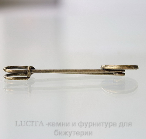Основа для броши с сеттингом для кабошона 16 мм (цвет - античная бронза) 63,4х13,8 мм