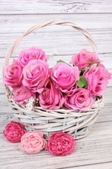 Корзина плетеная одиночная (ива) - Круг 261*H10*HH28 со вставками.