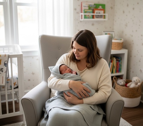 Полотенце-уголок муслиновый  "Серый"