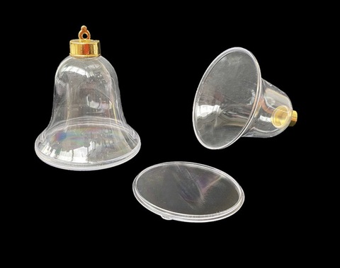 колокольчик пластиковый прозрачный , 8,5см (золото)