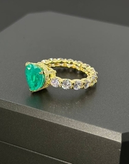 40035- Кольцо из серебра в лимонной позолоте с кварцем параиба огранка сердце