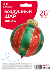 К Фигура, Новогодний шар, Красный/Зеленый, 26