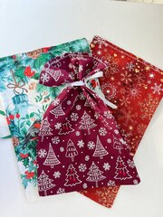 Мешочек подарочный тканевый, Новогодний, большой, МИКС, 30*45-47 см, 1 шт.