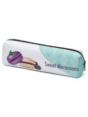 Пенал - косметичка Alingar, ПВХ, молния, 75 х 205 мм, "Sweet Marcaroons, Ежевика", бирюзовый (макарунсы)