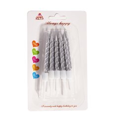 
          Набор свечей для торта Alingar, 7 см, 10 шт., с подставками. "Металлик" серебро