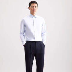 Сорочка мужская Seidensticker Slim Fit 01.845435-10 голубая в белую полоску