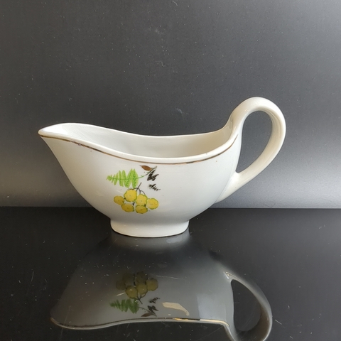 Соусник фарфоровый Дулево ФЗ, цветы, золочение, винтаж СССР 1963 год 