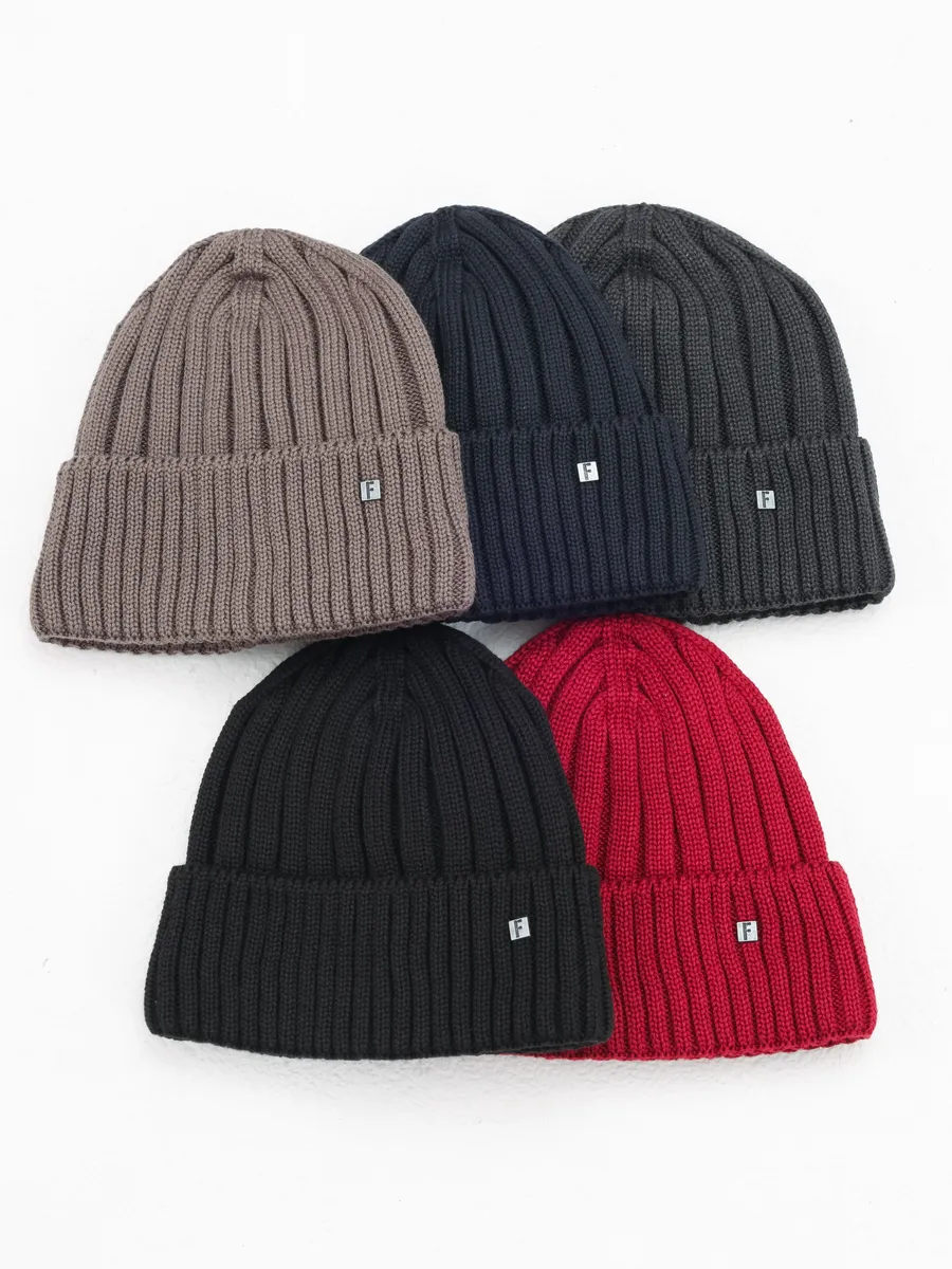 Шапка зимняя на флисе вязаная бини