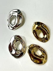 Серьги- дутые овальные в стилистике CELINE цвет серебро/золото