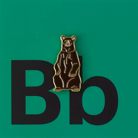 Значок металлический Зоопарк: Бурый медведь