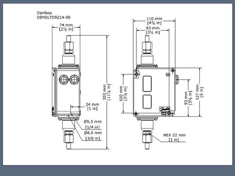 Реле дифференциального давления RT260AL Danfoss 017D004866