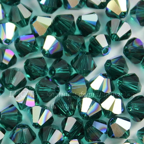 5328 Бусина - биконус Сваровски Emerald AB 4 мм, 10 штук