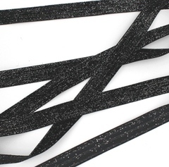 Лента бархатная с люрексом, ш. 1,5 см, чёрный/серебро