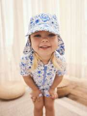 Купальник слитный на молнии для девочки Next AB7-032, Синий, Белый