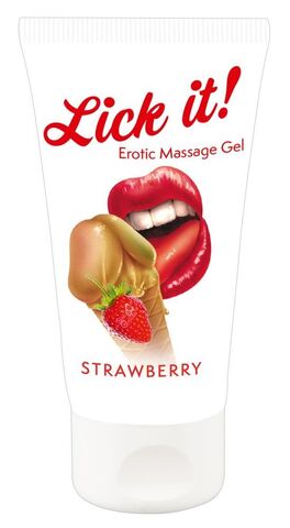 Лубрикант на водной основе Lick it! Strawberry с ароматом клубники - 50 мл. - Orion Lick it 06257360000