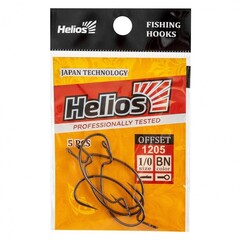 Купить рыболовный крючок офсетный Helios №1/0 цвет BN (5 шт) HS-1205-1/0