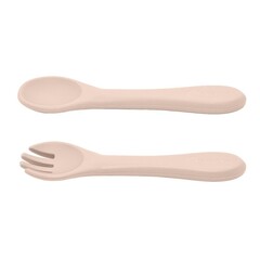 Silikon qaşıq və çəngəl\PETITE&MARS Silicone cutlery TAKE&MATCH Desert Sand 6m+