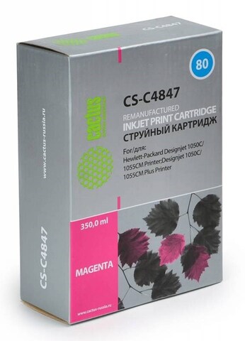 Картридж струйный Cactus CS-C4847 №80 пурпурный (400мл) для HP DJ 1050C, 1055CM, 1000