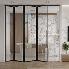 Перегородка Гармошка алюминиевая стеклянная 1AG чёрный матовый двусторонний излом