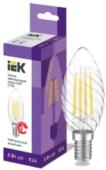 Лампа светодиодная CT35 свеча вит. 5Вт 230В 4000К E14 серия 360° IEK LLF-CT35-5-230-40-E14-CL