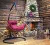 Подвесное кресло-кокон SEVILLA горячий шоколад, красная подушка (Laura Outdoor)