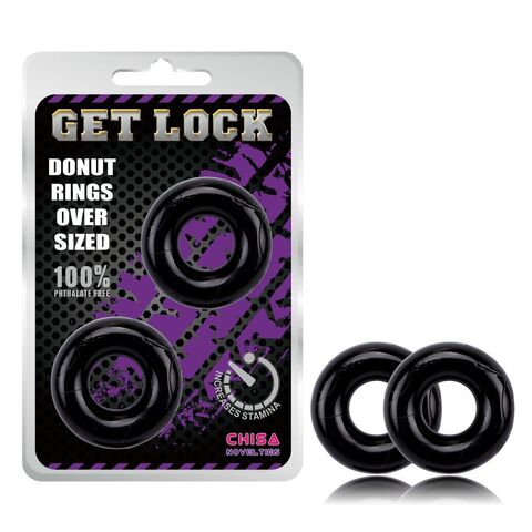 Набор из 2 черных эрекционных колец DONUT RINGS OVER SIZED - Chisa Get Lock CN-370300989