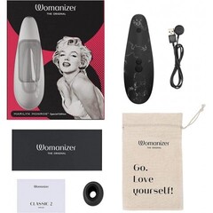 Бесконтактный клиторальный стимулятор Womanizer Marilyn Monroe Black Marble