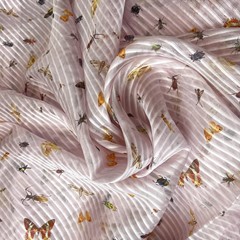 шелковый шифон розовый с мотыльками фото