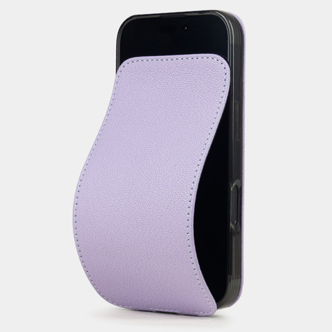 Чехол iPhone 16 Pro Max натуральная кожа козы, сиреневого цвета