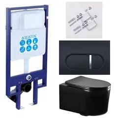 Aquatek SET Aquatek МИЯ-MB-045 4в1 SET Aquatek МИЯ-MB-045 4в1 (рама Aquatek Standard INS-0000020+ крепеж KKI-0000002+клавиша KDI-0000045+унитаз AQ2004-MB с тонким сиденьем soft-close фото