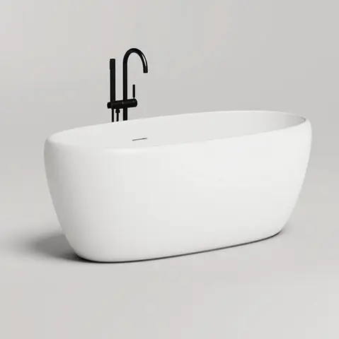 Salini 100122M Salini LUCE Ванна отдельностоящая 1500х750х580 мм, донный клапан "Up&Down", сифон, слив-перелив, мат-л: S-stone -матовый белый