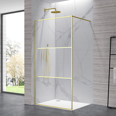 RGW 06100909-226 Душевая перегородка 90*200 RGW WA-09-Gb Золото браш/Ribbed Line/8 мм фото