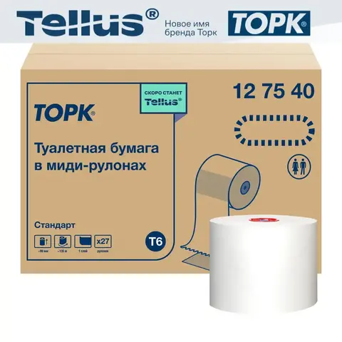 Tork туалетная бумага Mid-size в миди-рулонах белый 127540