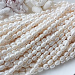 Жемчуг натуральный речной, рис, 8,5-11,3 мм, 1 нить, Ж026